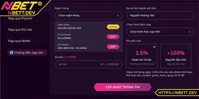 Hoàn tất giao dịch và theo dõi số dư tài khoản cược